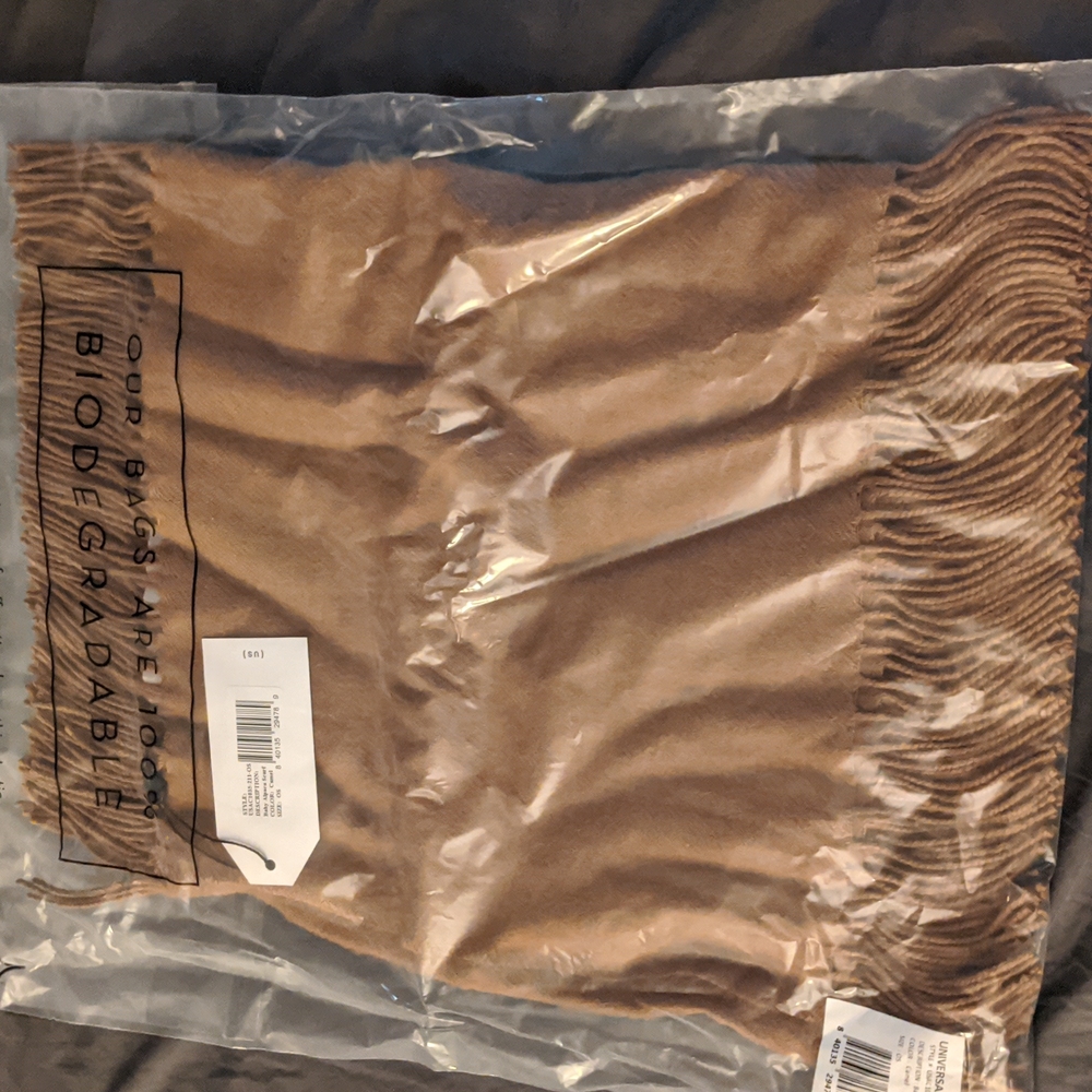 New Universal Standard Alpaca scarf in camel